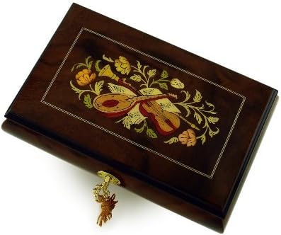 Timeless 30 Note Hand Crafted Musical Instrument and Floral Inlay Musical Jewelry Box with 30 Note Tune-La Vie En Rose