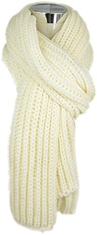 DGFA INC Lady Winter Knit Scarf Oversize Diff Solid Color Shawl (White)
