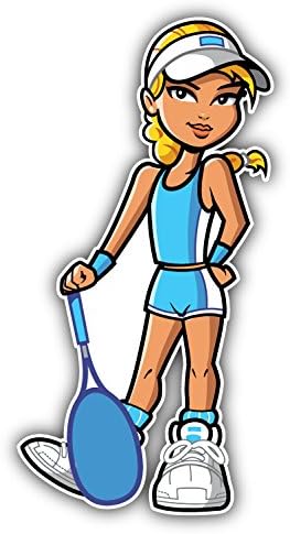 Cartoon Tennis Girl Player Car Window Bumper Decal Vinyl Sticker 3'' X 6''