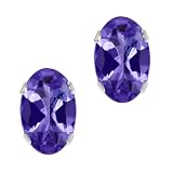 1.00 Ct Tanzanite 10K White Gold Stud Earrings 6X4mm
