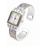 Geneva Platinum Ladies Engraved Bangle Watch by Geneva