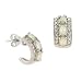 Sterling Silver .925 Simulated White Opal Genuine Diamond Accent Stone Oval Prong Half Hoop Earrings