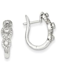 14k White Gold Diamond Hinged Hoop Earrings