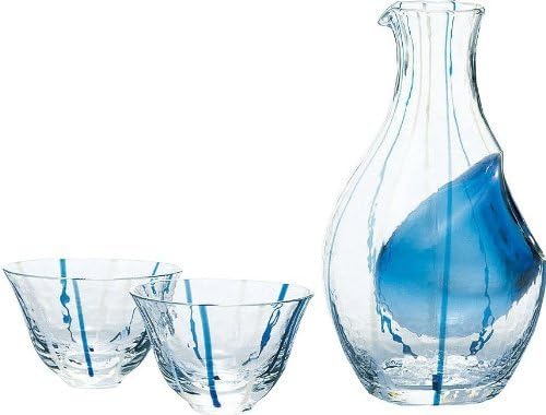 Collectible Japanese Cold Sake Glass Set Blue G538-M66