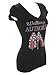 Women's Walking in Authority Rhinestone Bling T-Shirts Black