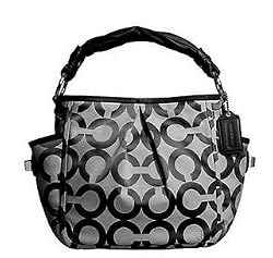 Coach Signature Parker Op Art Shoulder Bag Purse 13427 Black White