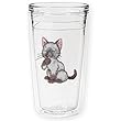 Kitty (Gray) 12 oz Slimline Insulated Beverage Tumbler, Clear