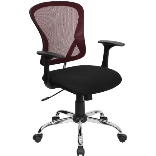 Mid-Back Mesh Office Chair with Chrome Finished Base Burgundy & Black