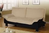 Futon Sofa Bed in Beige Microfiber