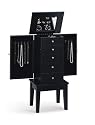 Contemporary Cappuccino Finish Jewelry Box Armoire Lingerie Chest