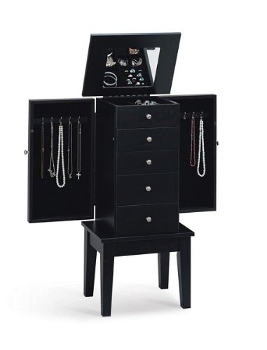 Contemporary Cappuccino Finish Jewelry Box Armoire Lingerie Chest