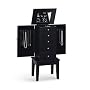 Contemporary Cappuccino Finish Jewelry Box Armoire Lingerie Chest