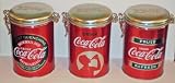3-Piece Coca-Cola Lock Top Tin Canisters