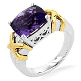 Sterling Silver/18K Gold Amethyst 11x9 Ring Size 7
