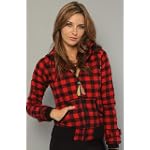 SAVE $35.05 - BB Dakota The Exon Plaid Hoody in Red hood ,Sweatshirts for Women $29.95