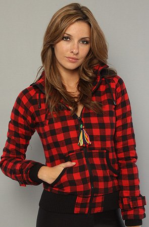 BB Dakota The Exon Plaid Hoody in Red hood ,Sweatshirts for Women