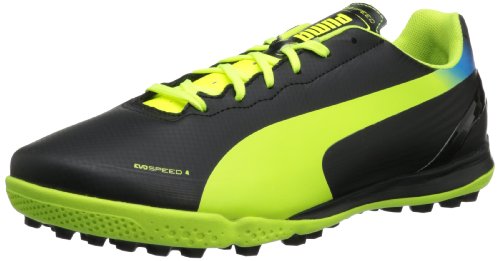 PUMA Men's Evospeed 4.2 TT Soccer Cleat,Black/Yellow/Blue,9.5 D US On Sale