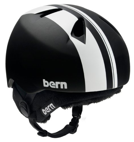 Bern Nino Winter Snowboarding Helmet (Matte Black Racing Stripe - X-Small Small)
