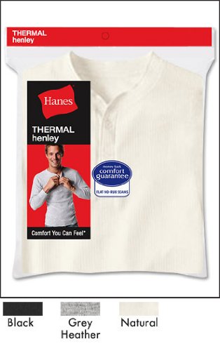 Hanes Thermal Henley 22805 S/Black