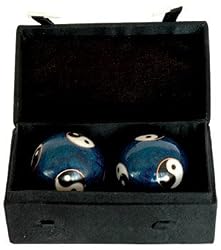 Best 16th 21st 30th Birthday Gift Idea - 1.5" Chinese Cloisonne Health Balls w/ Bagua in Fabric Case