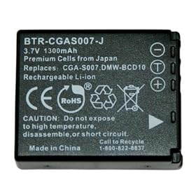 Panasonic Lumix DMC-TZ4 - Replacement Battery (Premium Japanese Cells, 1300 mAh, 5-YR Warranty) (by Wasabi Power®)