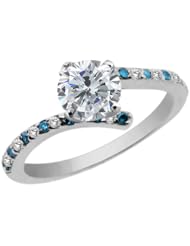 1.31 Ct Round H/I Diamond White Topaz 925 Sterling Silver Ring