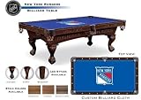 PT7-ECR 7' Elmhurst Legs and Cinnamon Finish Pool Table with New York Rangers