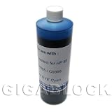 Gigablock UV(Ultra Violet) Resistant Dye Based Bulk Pint(470ml) Cyan Refill Ink for CIS System HP Officejet Pro K550, K5400, K8600, L7000, L7380, L7400, L7480, L7555, L7580, L7680, L7780 - Made in USA