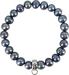 Chrysalis Natural Black Freshwater Pearl Bracelet Silver Charm Loop