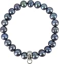 Chrysalis Natural Black Freshwater Pearl Bracelet Silver Charm Loop