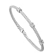 14K White Gold Diamond Accent Basket-Weave Bangle Bracelet - 7.25 inches