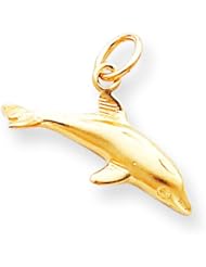 10K Yellow Gold Diving Dolphin Charm FindingKing