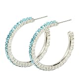 Blue Green Studded Hoop Dangle Earrings