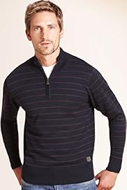 Blue Harbour Pure Cotton Zip Through Striped Jumper