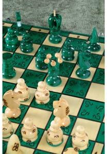 Wooden Chess Set - Royal Green Style, 17x17 inches