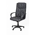 NEW COW SPLIT LEATHER HIGH BACK OFFICE CHAIR - BLACK