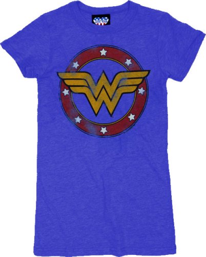  Junk Food Wonder Woman Liberty Blue Juniors T-shirt Tee