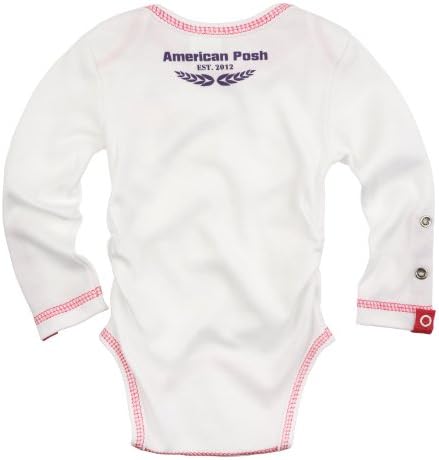 American Posh Baby Long Sleeve Onesie 6-12M White with Pink Stiching