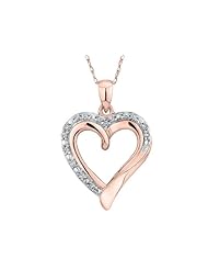 Diamond Heart Pendant Necklace 1/8 Carat (ctw) in 10K Rose Gold with Chain