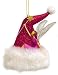 Fairy With Wand On Red Glittery Santa Claus Hat Christmas Ornament
