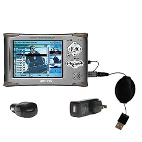 Click here to buy Retractable USB Hot Sync Compact Kit with Car and Wall Charger for the Archos AV420 -... by Gomadic for the Archos AV420.