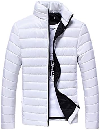 Haqi Men's Lightweight Bubble Jackets Fall Coat L White