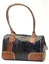 Leather Handbag With Cell Phone Holder in Two Tone