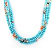 Multi Strand Southwestern Turquoise and Carnelian Gemstone Beaded Necklace with Sterling Silver Accents, 20" Length, #7552