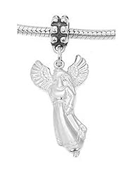 Sterling Silver Large Flying Angel Dangle Bead Charm