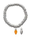 Christmas Lights - Translucent Hot Orange Resin Silver Plated Charm Links Bra...