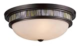 Landmark 70016-3 Tiffany 3-Light Flush Mount, 6-Inch, Oiled Bronze with Tea Stained Glass