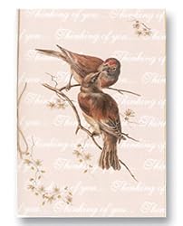 Thinking of You with Kissing Birds - 5" x 7" Vellum Overlay Greeting Card