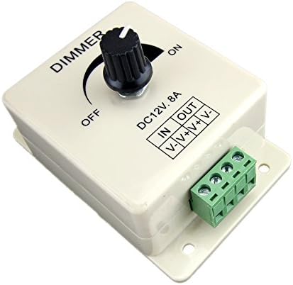 HitLights Wall Mount LED Tape Light Strip Dial Dimmer - Single Color - 5 to 24V DC, 8A Max