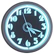 Numbers Display Neon Wall Clock 20" Warranty Made In USA Spun Aluminum Powder Coated Finish